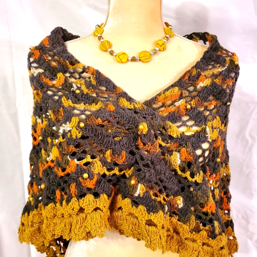 Handmade crochet shawl.